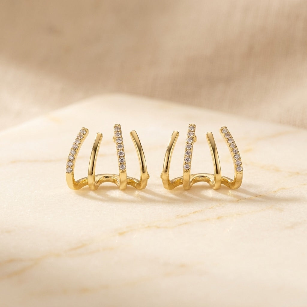 Elegant Gold Crystal Statement Earrings for Women | Sparkling Party & Occasion Wear Jewellery