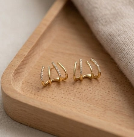 Elegant Gold Crystal Statement Earrings for Women | Sparkling Party & Occasion Wear Jewellery